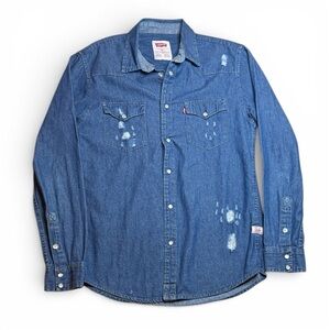 Levi's Distressed Blue Denim Shirt